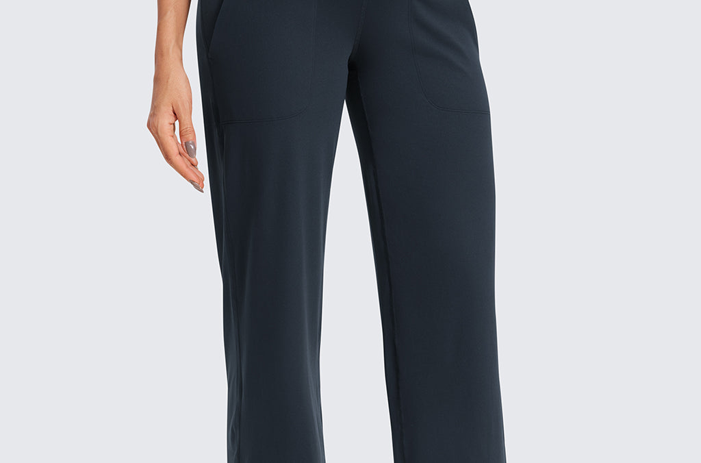 Women' Maternity Wide Leg Pants with Pockets 31.5" Black