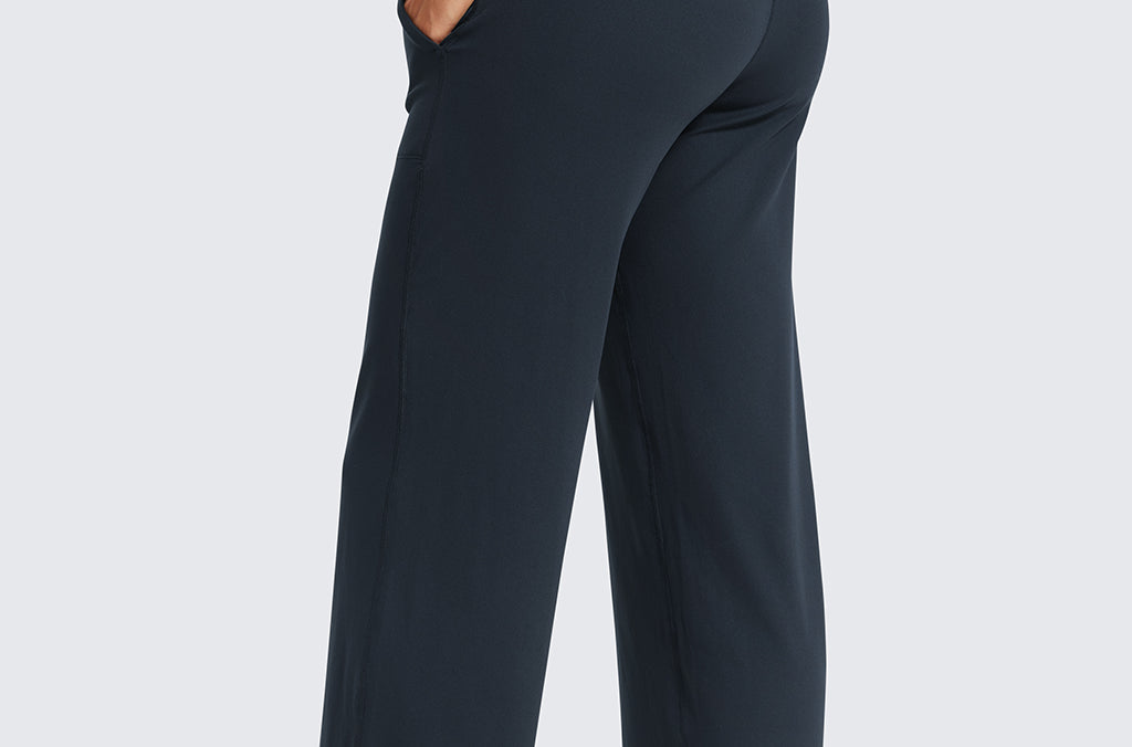 Women' Maternity Wide Leg Pants with Pockets 31.5" Black