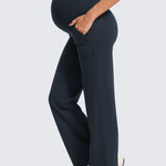 Women' Maternity Wide Leg Pants with Pockets 31.5" Black