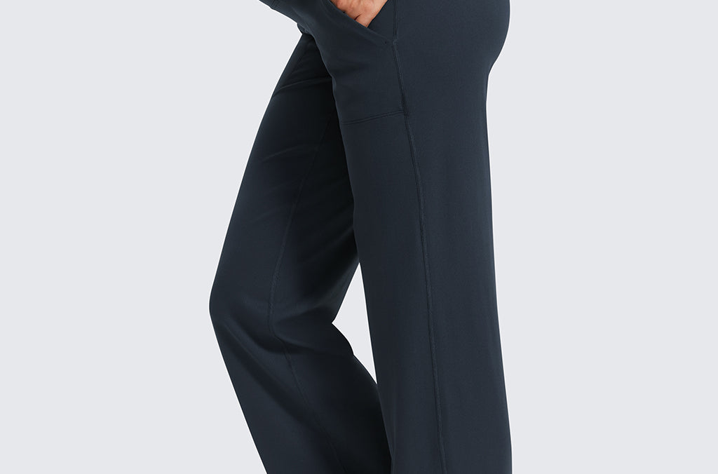 Women' Maternity Wide Leg Pants with Pockets 31.5" Black