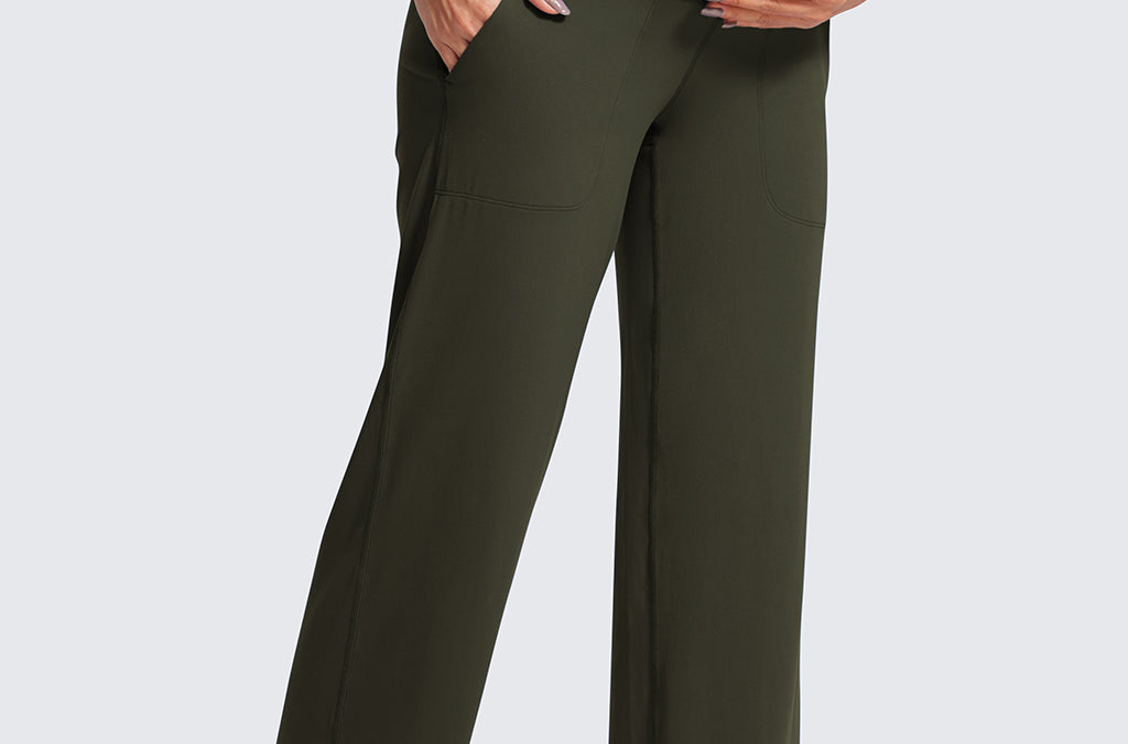 Women' Maternity Wide Leg Pants with Pockets 31.5" Olive Green