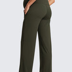 Women' Maternity Wide Leg Pants with Pockets 31.5" Olive Green