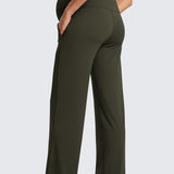 Women' Maternity Wide Leg Pants with Pockets 31.5" Olive Green