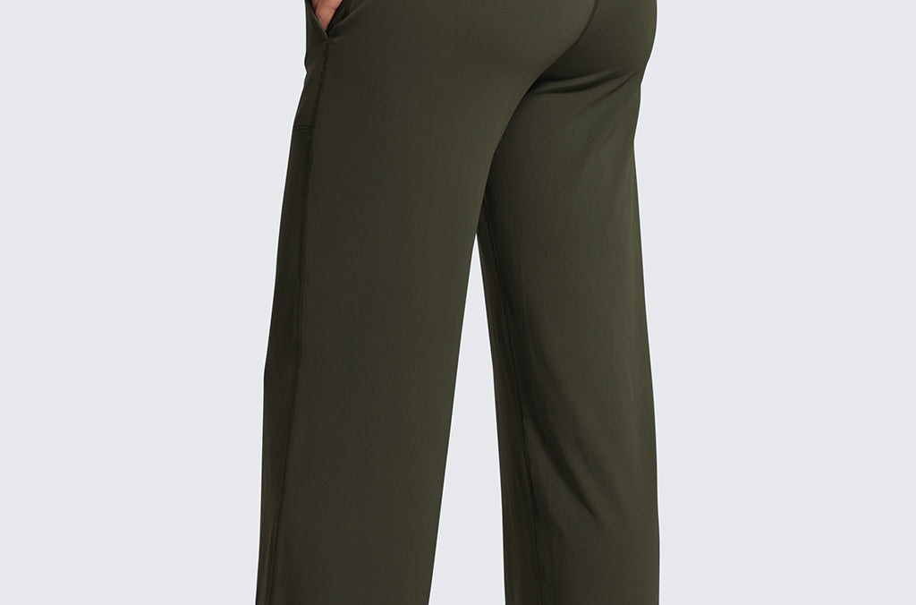 Women' Maternity Wide Leg Pants with Pockets 31.5" Olive Green