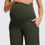 Women' Maternity Wide Leg Pants with Pockets 31.5" Olive Green