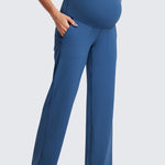 Women' Maternity Wide Leg Pants with Pockets 31.5" Black