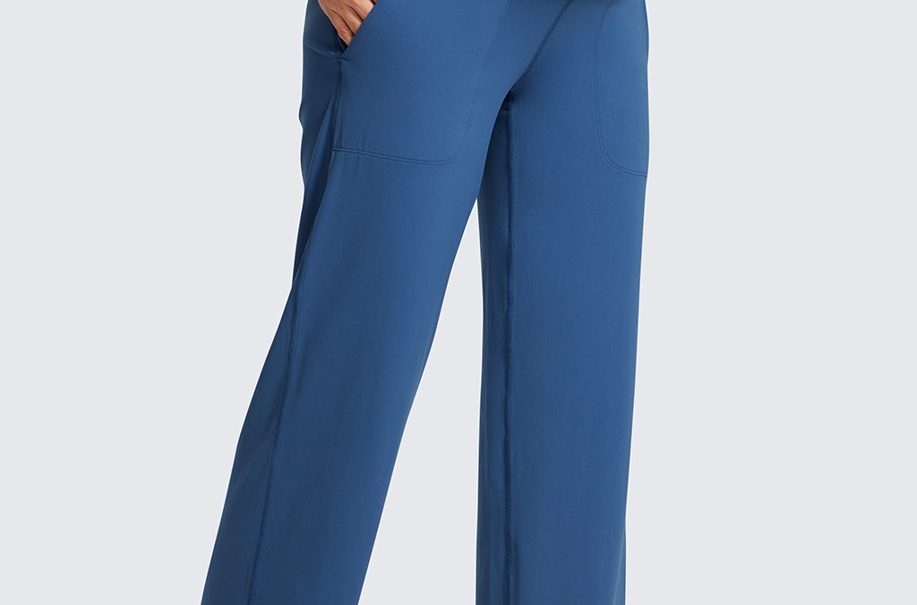 Women' Maternity Wide Leg Pants with Pockets 31.5" Black