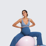 Women' Maternity Wide Leg Pants with Pockets 31.5" True Navy