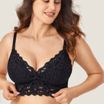 Women's More Coverage Lace Nursing Bralette Black