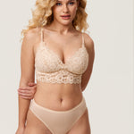 Women's More Coverage Lace Nursing Bralette Beige