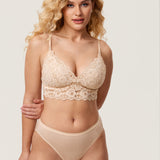 Women's More Coverage Lace Nursing Bralette Beige