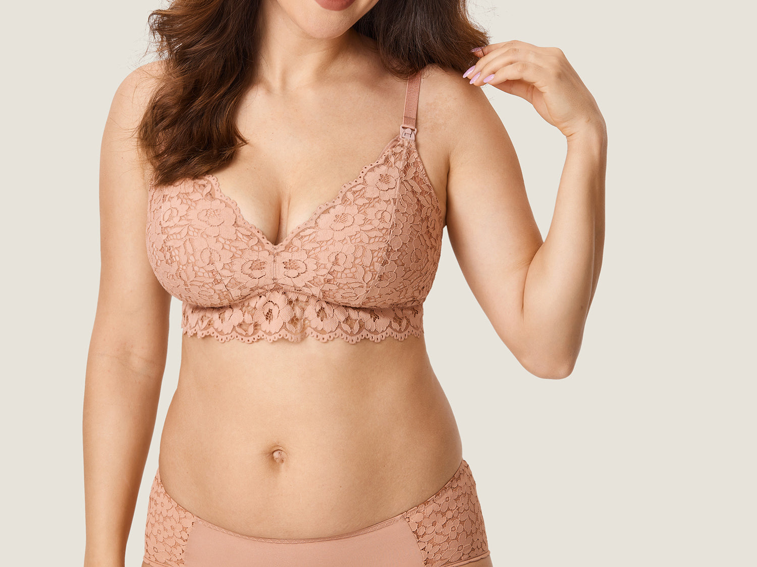 Women's Supportive Lace Nursing Bralette Beige